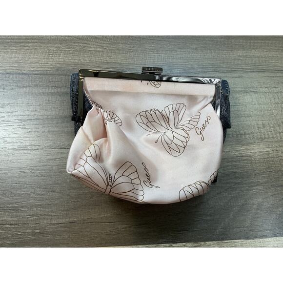 Vintage Guess Denim Clutch Bag Embroidered Floral Pattern Boho Chic Y2K - Picture 6 of 11